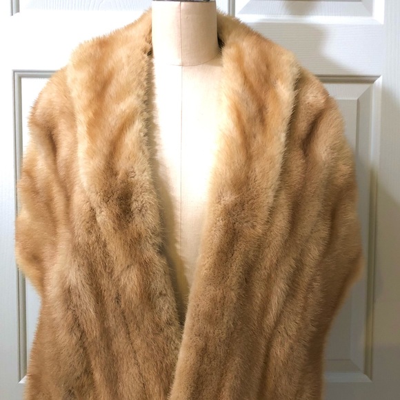 Vintage Joseph Palanker & Sons Adjustable Length Mink Stole Beige - Picture 2 of 16